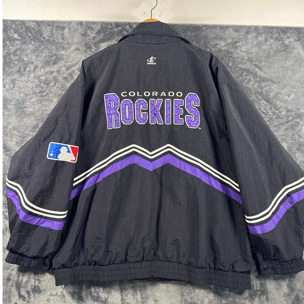 VTG 90s Logo Athletic Colorado Rockies OG LOGO Full Zip Windbreaker Jacket XL